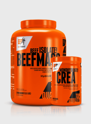 Nëse synon shtim peshe në formën e muskujve të pastër dhe një trup të fuqishëm, atëherë ky kombinim është zgjedhja ideale për ty. Beef Mass 3kg + Creatine Monohidrat 400gr