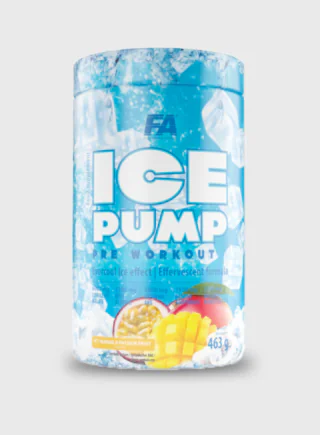 FA ICE PUMP vjen me një formulë të re që përmban efektin e patentuar të ftohjes EVERCOOL i cili ju mundëson freski dhe ftohje të këndshme gjatë aktivitetit fizik. ICE PUMP maksimizon nivelin e energjisë, forcës, fokusit dhe qëndrueshmërisë gjatë stërvitjes. Gjithashtu kontribuon në rritjen e shpejtë të indeve të muskujve, pompimit të muskujve dhe rritë anabolizmin.