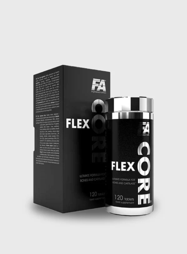 FA CORE FLEX Formulë ushqyese për Nyje, Kyçe dhe Ligamente. Permban: Komponime sinergjike si Glucosamine, Methylsulfonylmethane, Zinc, Magnez, Selenium etj. që janë të nevojshme për ndërtimin dhe rindërtimin e kërcit dhe yndyrërave të nyjeve. Ushtrimet fizike me intensitet të lartë mund të çojnë në mbingarkesë dhe dëmtime te nyjeve. FA Core Flex janë kapsula të veçanta të cilat ju ndihmojnë dhe parandalojnë nga lëndimet.